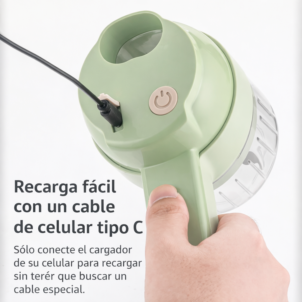 Procesador de Alimentos 4 en 1 — Corta, Ralla, Pica y Bate en Segundos