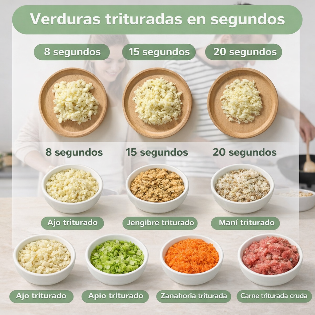 Procesador de Alimentos 4 en 1 — Corta, Ralla, Pica y Bate en Segundos