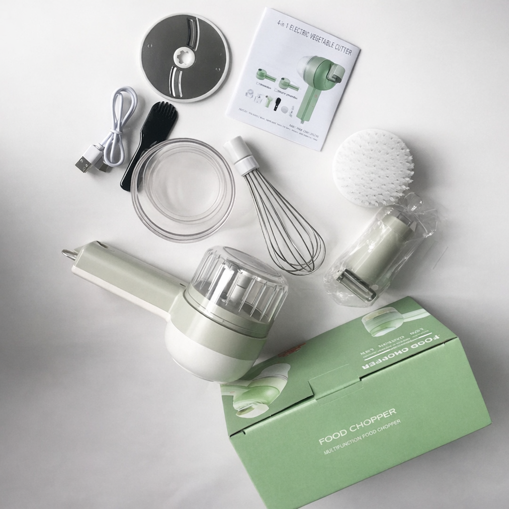 Procesador de Alimentos 4 en 1 — Corta, Ralla, Pica y Bate en Segundos